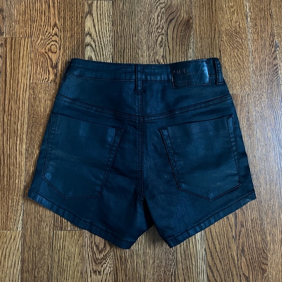 One Teaspoon Harlets II - Black Wax Coated Shorts - Size 25 - Picture 3 of 5